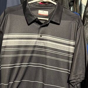 Grand Slam Black and Gray Striped Polo Shirt